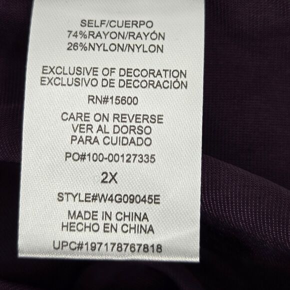 Democracy 3/4 Blouson Top Blouse Womens 2X Embroidered Velvet Boho Witchy Fairy - Picture 7 of 8